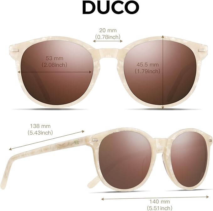DUCO Polarized Sunglasses for Women Retro Round Women's Sunglasses Classic Vintage UV400 Shades DC1230