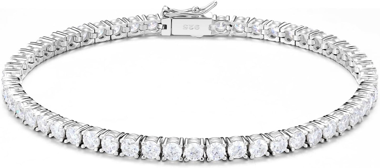 Moissanite Tennis Bracelet For Women S925 Silver Jewelry, Luxury Silver Bracelets,Valentines Day Gifts For Couples Sister Girlfriend Wife Gifts6.5'-7.5'' Length