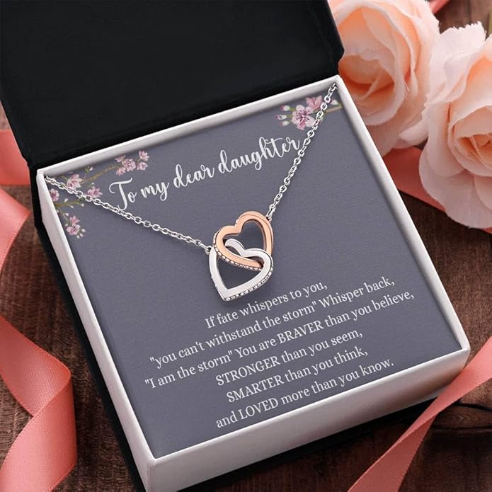 VIRAGIL To My Daughter Gift Necklace From Dad or Mom - Badass Daughter Jewelry With Heartfelt Message & Elegant Box