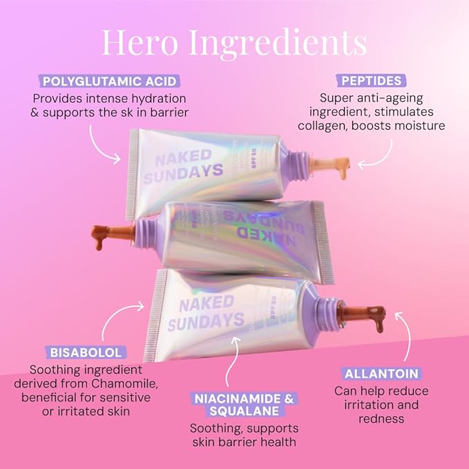 Naked Sundays BeautyScreen™ SPF 50 Peptide Foundation Tint – Tinted Sunscreen & Skincare Makeup with Zinc Oxide, Niacinamide – Lightweight Natural Coverage,1 Fair Neutral, 1.01 oz
