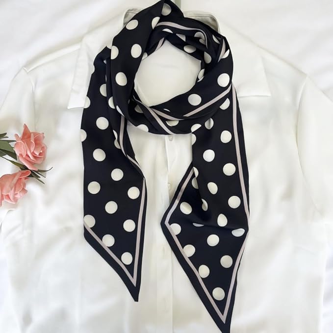 Silk Head Scarf for Hair Fashion Headwrap for Women Lightweight Neck Tie