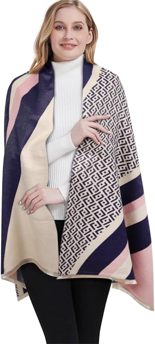 EXTREE Scarfs for Women Pashmina Silky Shawl Wrap for Evening Dressing Blanket Open Front Poncho Cape