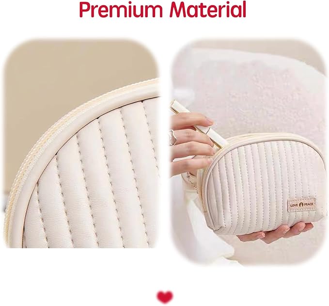 Small Makeup Bag for Purse Mini Cosmetic Pouch Waterproof Zipper Pouch for Women Small Cosmetic Bag PU Leather Travel Makeup Bag Lipstick Bag Light Purple