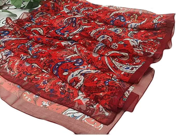 Pokeedioty Scarfs for Women Lightweight Scarves Elegant Floral Pattern Sheer Scarfs Shawls Wraps