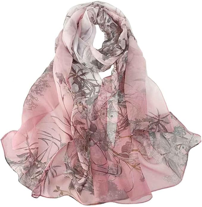 Pokeedioty Scarfs for Women Lightweight Scarves Elegant Floral Pattern Sheer Scarfs Shawls Wraps