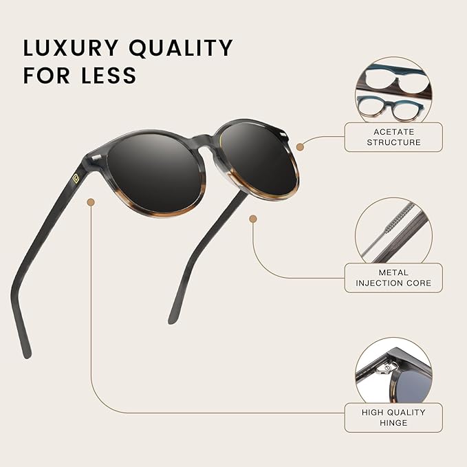 DUCO Polarized Sunglasses for Women Retro Round Women's Sunglasses Classic Vintage UV400 Shades DC1230