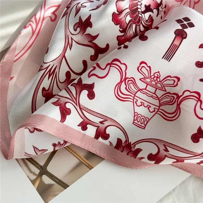 100% Mulberry Silk Scarfs for Women Floral Print Satin Long Scarf for Headscarf Hair Wraps Shawl with Gift Packed