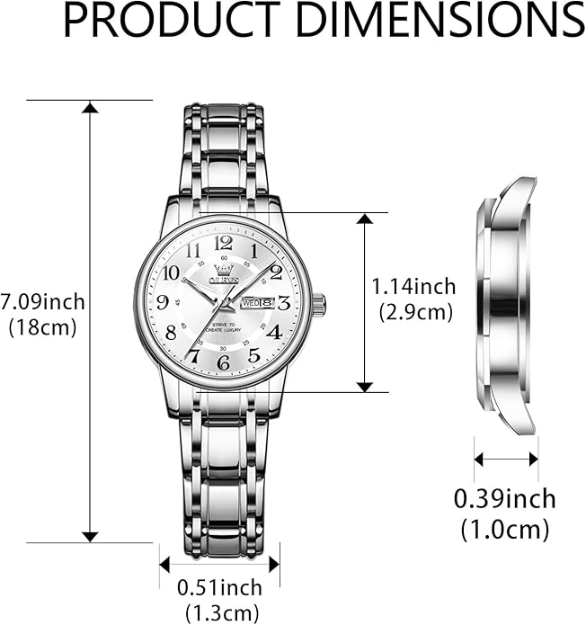 OLEVS Stainless Steel Women's Watch Dress Watches for Women with Date Fashion Ladies Business Waterproof Analog Quartz Small Wrist Watch Reloj Mujer