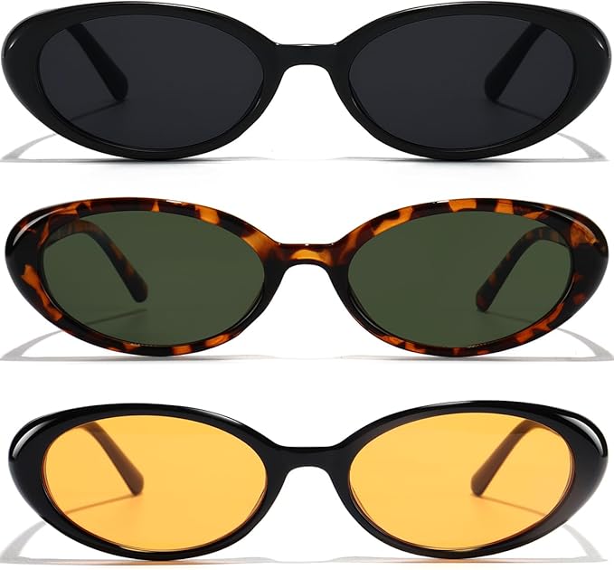 Oval Sunglasses for Women Men Fashion Small 90s Style Sun Glasses UV400