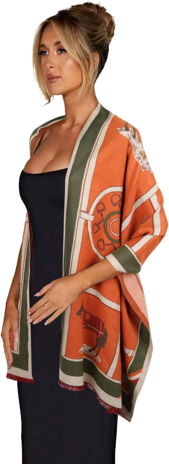 EXTREE Scarfs for Women Pashmina Silky Shawl Wrap for Evening Dressing Blanket Open Front Poncho Cape