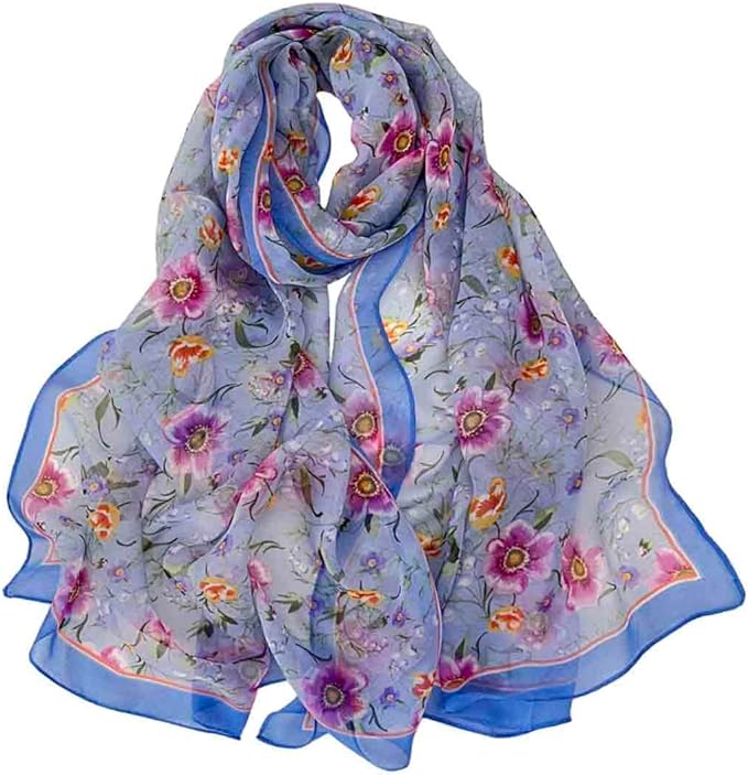 Pokeedioty Scarfs for Women Lightweight Fashion Scarves Elegant Floral Pattern Sheer Scarfs Sunscreen Shawls Wraps