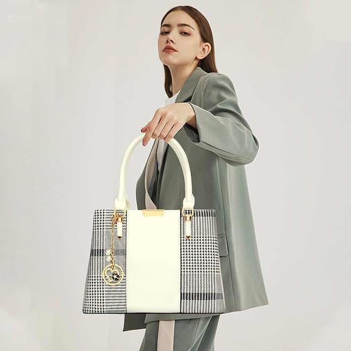 KKXIU 3 Zippered Compartments Purses and Handbags for Women Top Handle Satchel Shoulder Ladies Bags