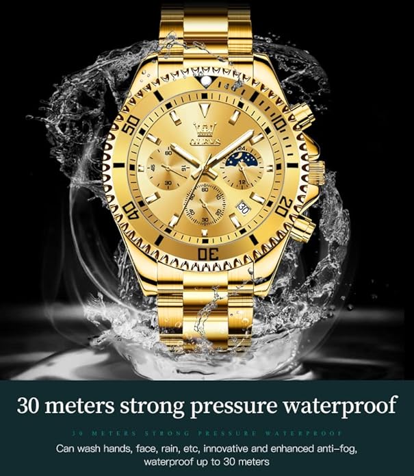 OLEVS Mens Watches Big Face Stainless Steel Waterproof Date Analog Quartz Watches Fashion BusinessWrist Watches for Men…