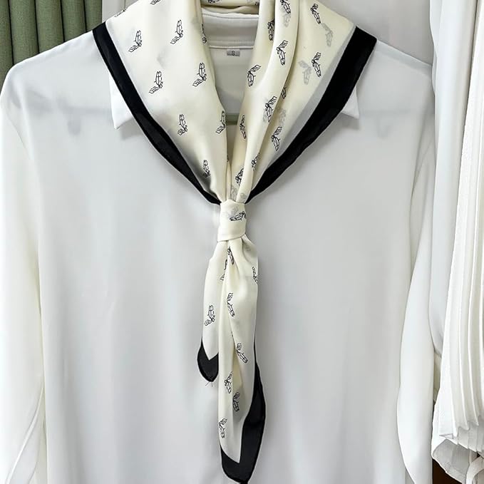 FONYVE Silk Feeling Scarf Medium Square Satin Head Scarf for Women 27.5 × 27.5 inches