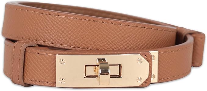 Women's Fashion Classic Metal Buckle Leather Belt with Jeans Dress