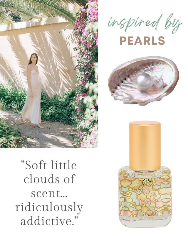 The Sage Lifestyle Pearl Roll On, Oil, Extract, Vanilla Perfume, Sandalwood, Vanilla Musk, Perfume for Women, Long Lasting, Clean, Soft Skin Fragrance, Artisan, Gourmand, 1/4 oz, Travel Size Parfum