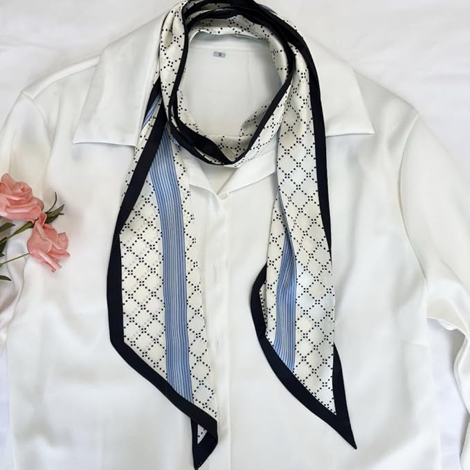 Silk Head Scarf for Hair Fashion Headwrap for Women Lightweight Neck Tie
