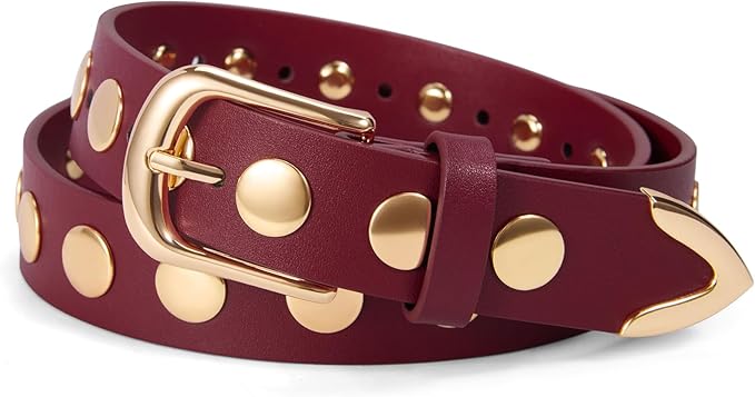 VATAN Women Leather Belt for Jeans Dresses Pants Fashion Ladies Casual Waist Belt with Gold Buckle