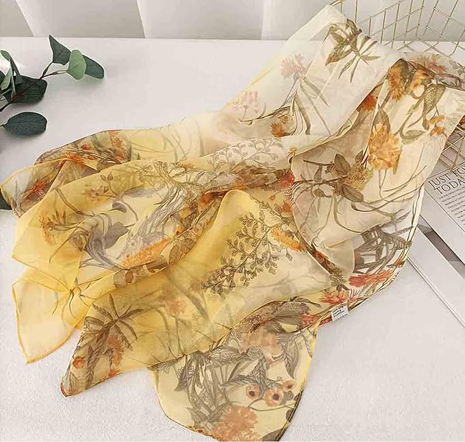 Pokeedioty Scarfs for Women Lightweight Scarves Elegant Floral Pattern Sheer Scarfs Shawls Wraps