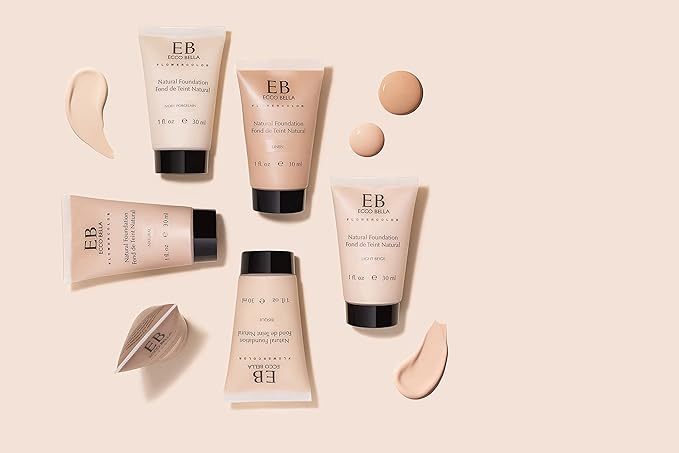 Ecco Bella Liquid Foundation Makeup - Lightweight, Buildable Coverage - Hydrating Foundation - Clean Foundation Makeup, Vegan - Protects & Hydrates Skin - Linen