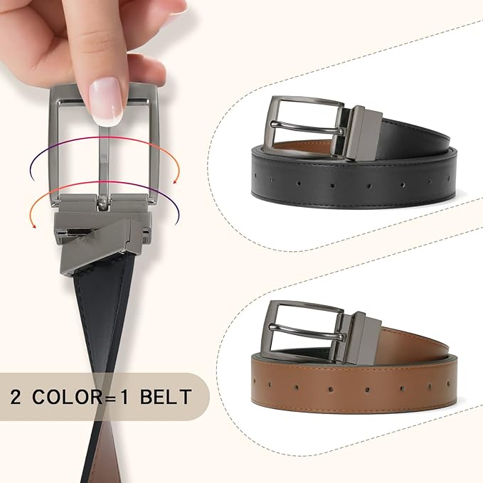 VONMELLI Reversible Belt for Women Leather Belts for Jeans Pants Fashion Ladies Dress Belt Trim to Fit