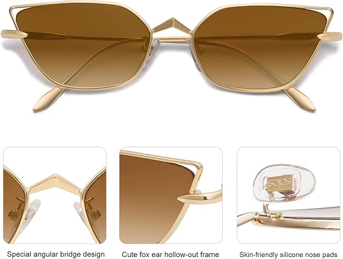 SOJOS Small Cateye Sunglasses Fashion Narrow Fun Designer Sun Glasses SJ1127A