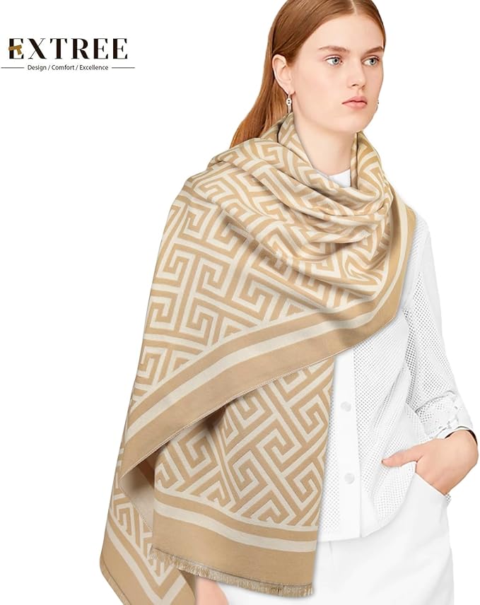 EXTREE Scarfs for Women Pashmina Silky Shawl Wrap for Evening Dressing Blanket Open Front Poncho Cape
