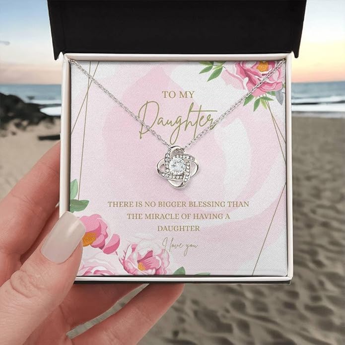 VIRAGIL To My Daughter Gift Necklace From Dad or Mom - Badass Daughter Jewelry With Heartfelt Message & Elegant Box