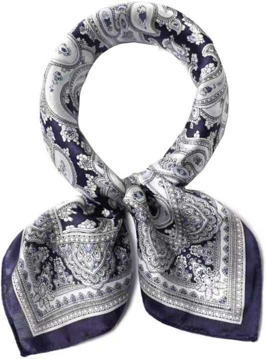 ANDANTINO 100% Real Mulberry Silk Scarf -21'' x 21''- Lightweight Neckerchief –Women Men Small Square Digital Printed Scarves
