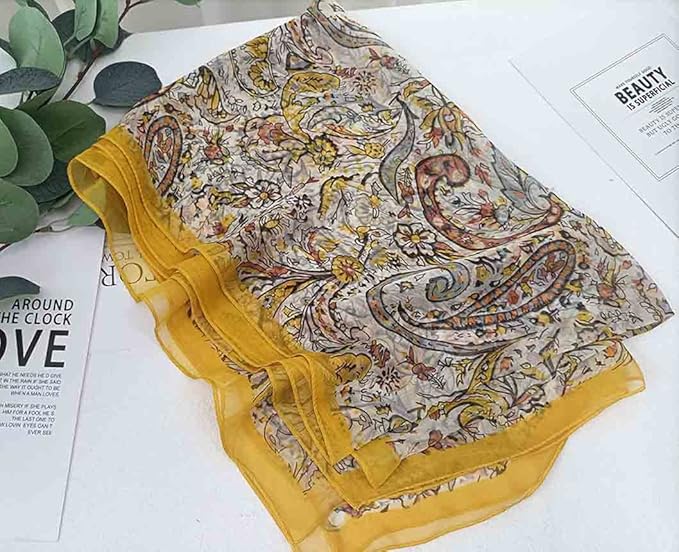 Pokeedioty Scarfs for Women Lightweight Scarves Elegant Floral Pattern Sheer Scarfs Shawls Wraps