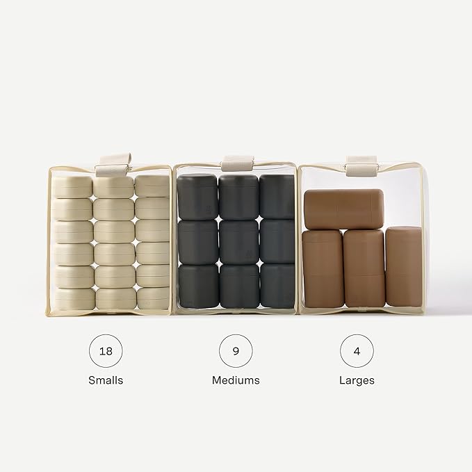 Cadence Parcel - Clear Kit with Magnetic Closure - Durable and Leak-Resistant Travel Toiletry Kit - TSA-Compliant & Modular Design - Hygiene Bag for Travel Essentials - 1 Qt - Pebble