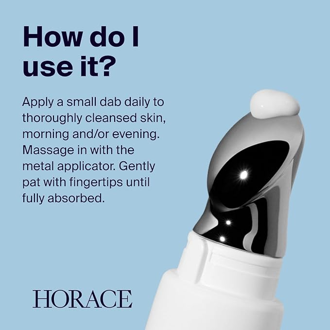 HORACE Under-Eye Moisturizer for Men - Anti-Fatigue Eye Cream to Reduce Dark Circles and Puffiness - Hydrating & Smoothing Skincare Formula for All Skin Types - Unscented, 15ml