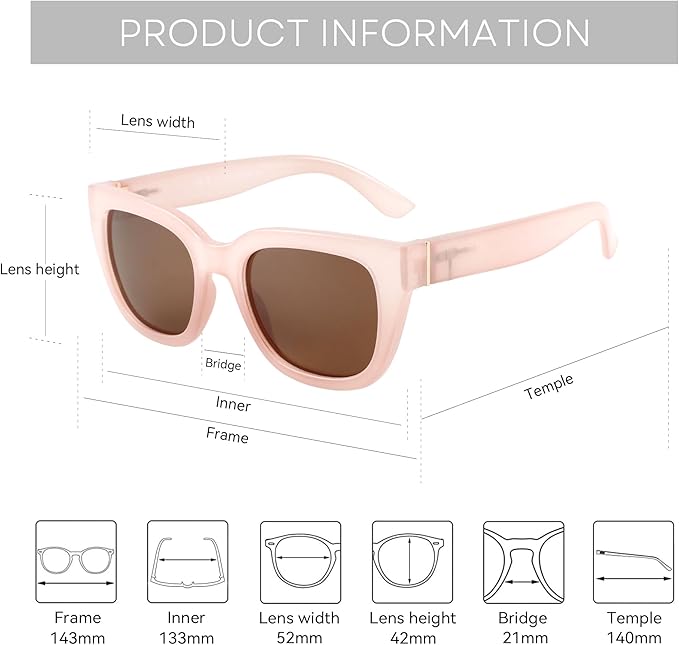 ZENOTTIC Retro Square Polarized Sunglasses for Women Vintage Sun Glasses UV400 Protection Trendy Shades Fashion Style