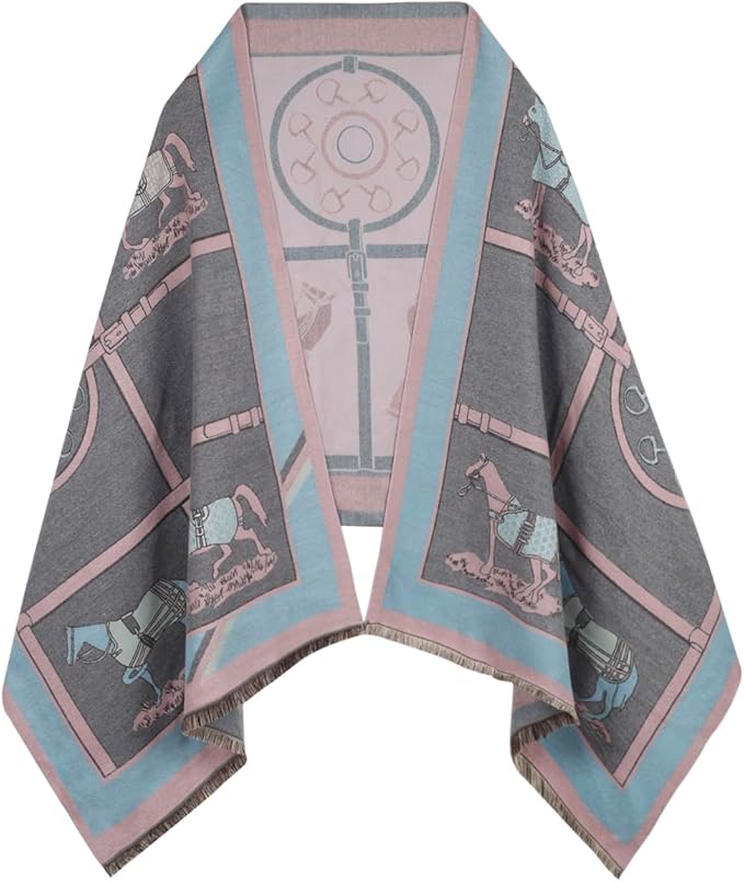 EXTREE Scarfs for Women Pashmina Silky Shawl Wrap for Evening Dressing Blanket Open Front Poncho Cape