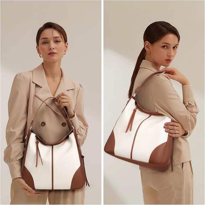 Realer Hobo Crossbody Bags for Women Designer Faux Leather Hobo Handbags Retro Large Size Shoulder Bag Bucket Purse