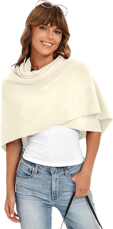 iWoo Women Soft Shawl Wraps kintted Open Front Poncho Sweater for Spring Fall Winter