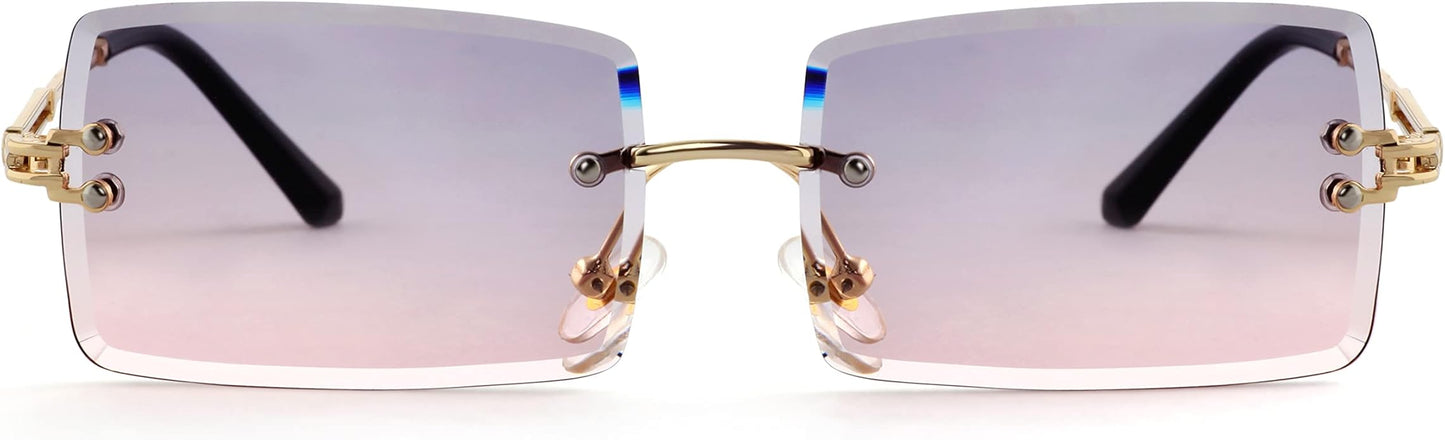 Kursan Frameless Rectangle Sunglasses for Men Women Small Rimless Sun Glasses Shades UV400 Protection