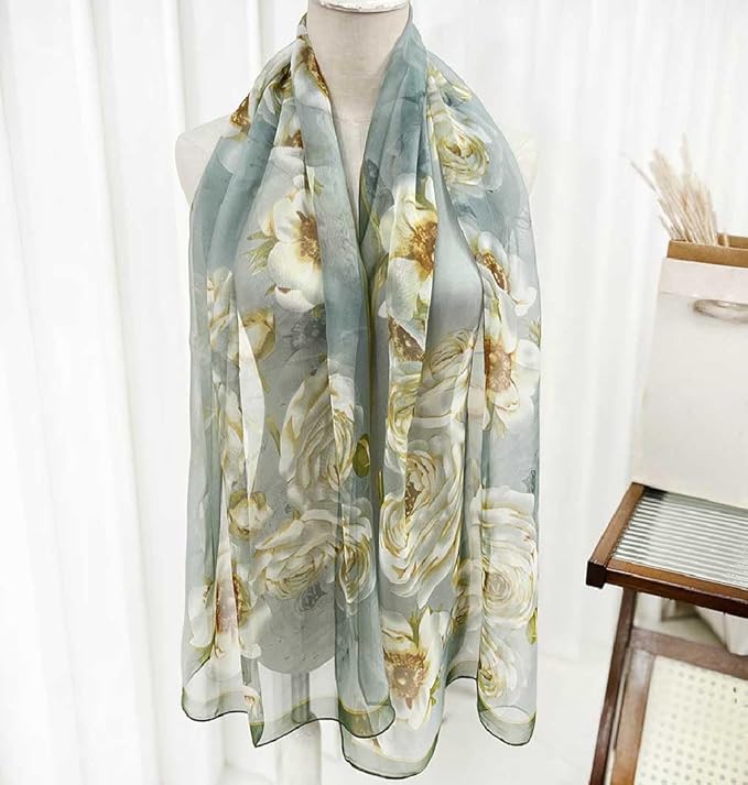 Xyueanlo Scarfs for Women Lightweight Fashion Floral Printed Scarves Neck Scarf Sunscreen Wraps Shawls