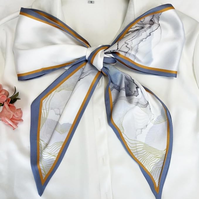 Silk Head Scarf for Hair Fashion Headwrap for Women Lightweight Neck Tie