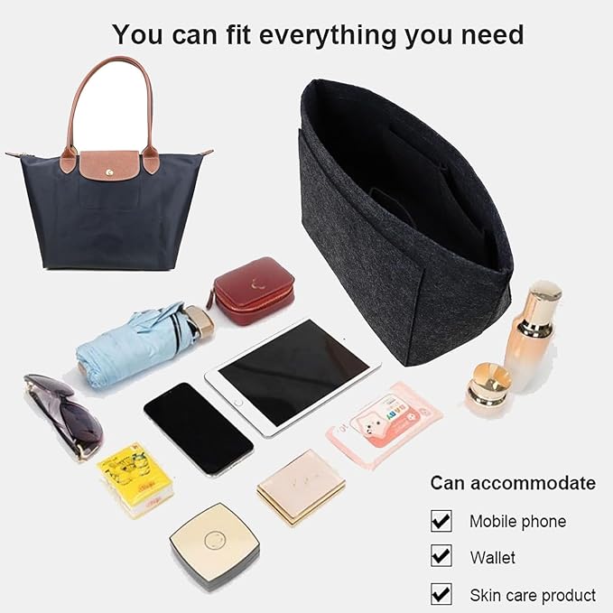 Purse Organizer Insert for le pliage large Handbags Insert Organizer1012grey-M