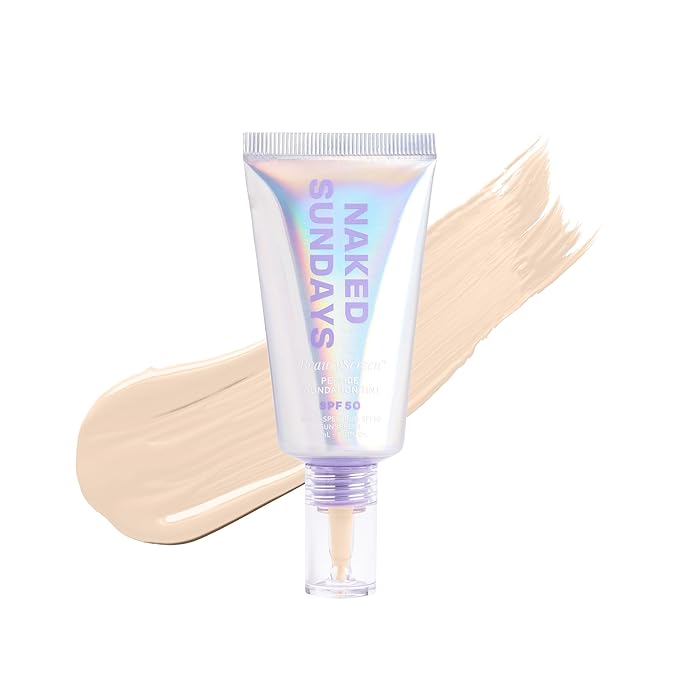 Naked Sundays BeautyScreen™ SPF 50 Peptide Foundation Tint – Tinted Sunscreen & Skincare Makeup with Zinc Oxide, Niacinamide – Lightweight Natural Coverage,1 Fair Neutral, 1.01 oz