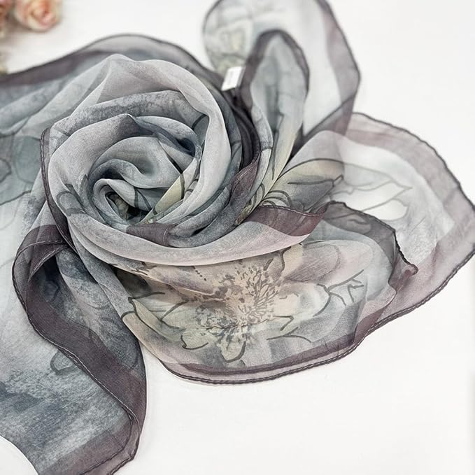Pokeedioty Scarfs for Women Lightweight Fashion Scarves Elegant Floral Pattern Sheer Scarfs Sunscreen Shawls Wraps