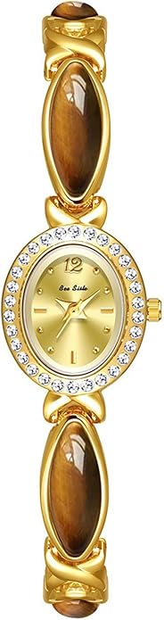LOREO Elegant Women’s Gold Bracelet Watch Vintage Oval Dial, Waterproof Quartz Movement, Small Face Dress Watch for Ladies