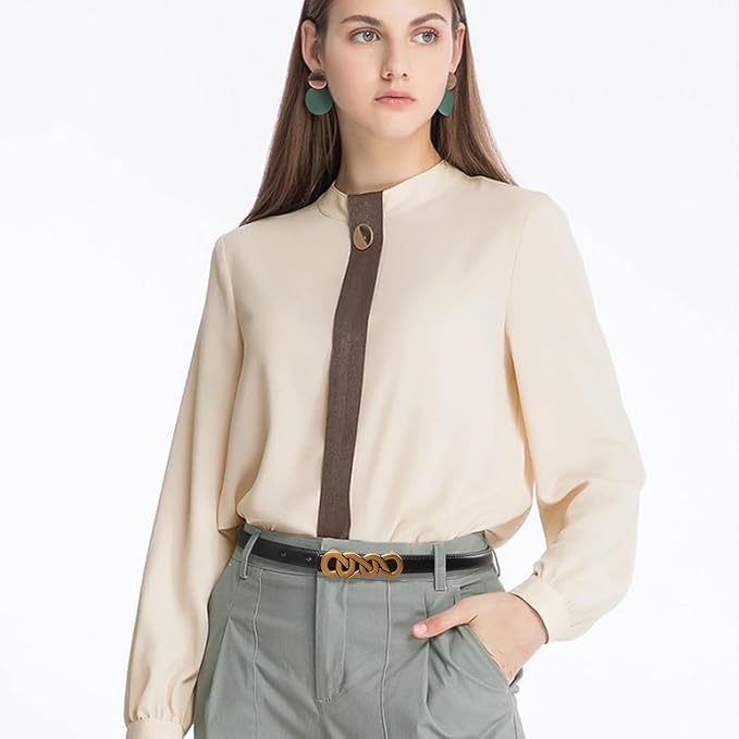 Women's Fashion Classic Metal Buckle Leather Belt with Jeans Dress