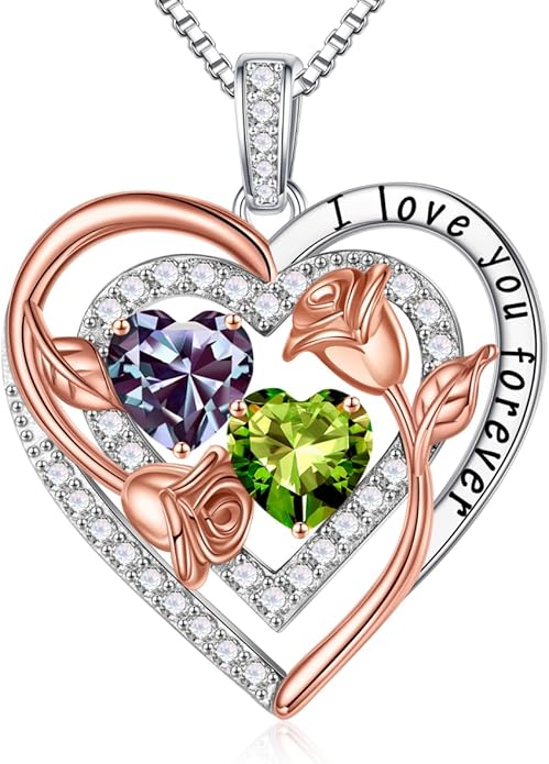 Iefil Mothers Day Gifts for Wife - Sterling Silver Birthstone Necklace Birthday Gifts for Her Wife