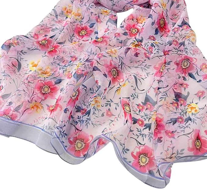 Pokeedioty Scarfs for Women Lightweight Fashion Scarves Elegant Floral Pattern Sheer Scarfs Sunscreen Shawls Wraps