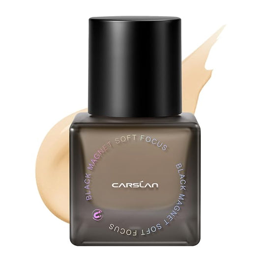 CARSLAN Black Magnet Liquid Foundation, 24H Longlasting Matte Finish Face Base Makeup, Waterproof, Smudgeproof, Buildable, Full Coverage Natural Finish, 30ml/1.05 Fl Oz, P02 For Light Skin