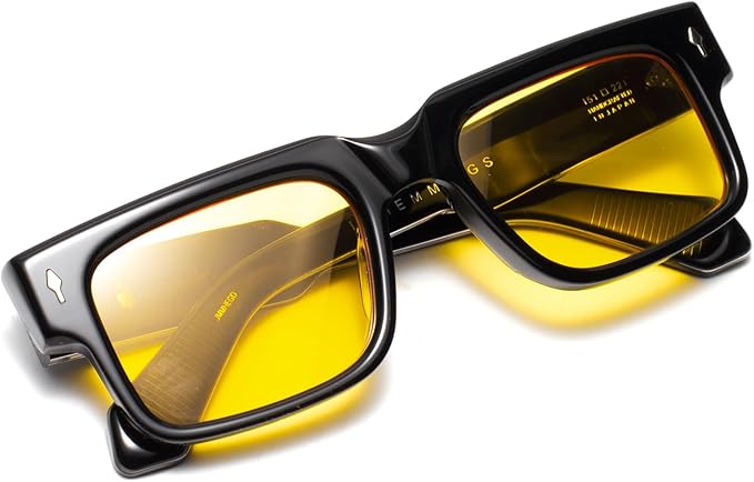 MAXJULI XXL 154mm Fashion Sunglasses for Big Wide Heads Men Women TR90 Ultralight UV400 Protection Sun Glasses 8144（Black/Yellow）