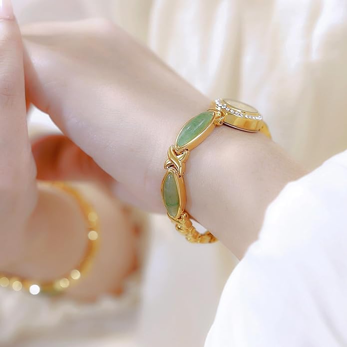 LOREO Elegant Women’s Gold Bracelet Watch Vintage Oval Dial, Waterproof Quartz Movement, Small Face Dress Watch for Ladies