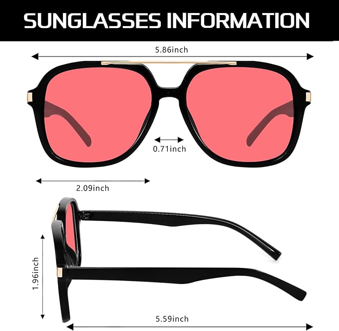 Retro Aviator Sunglasses for Women Men 2026 Square Top Bar Sun Glasses Sunnies 70s Lightweight Shades